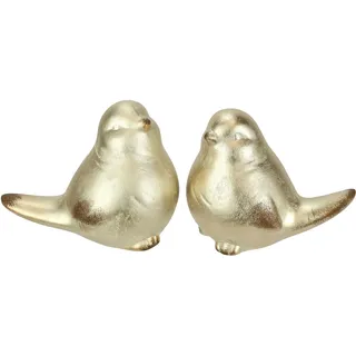 I.GE.A. Dekofigur »Vogel aus Keramik« 2er Set Ornament Statue Tierfigur Skulptur Dekovogel Vogelfigur, goldfarben