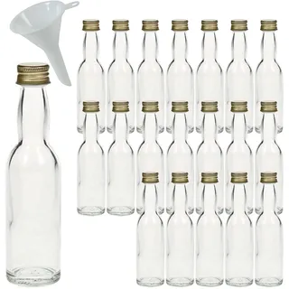 mikken 20 Mini Glasflaschen 40 ml mit Schraubverschluss und Trichter