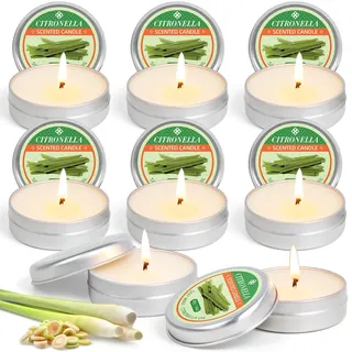 Citronella Kerzen für Outdoor Indoor, Tragbares Sojawachs Duftkerzen, Zitronengras Kerzen in Dose, Ideal für Garten, Terrasse, Camping, Geschenkset für Weihnachten, Geburtstag, Muttertag, 8 Stück