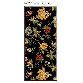 SAFAVIEH Traditionell Teppich für Wohnzimmer, Esszimmer, Schlafzimmer - Chelsea Collection, Kurzer Flor, Schwarz und Multicolor, 60 x 90 cm