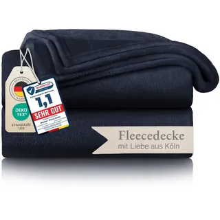 Blumtal Kuscheldecke flauschig - Oeko-TEX zertifizierte Fleecedecke 150x200 cm - weiche Wohndecke 150x200 cm - Decke Couch Wohn- & Kuscheldecke - Flauschdecke - Kuscheldecke Sofa/Decke Blau 150x200