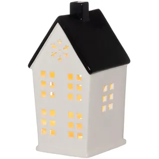 LED Laterne Keramik Haus 25,5 cm , 13x25.5x13 cm , Dekoration, Weihnachtsdekoration