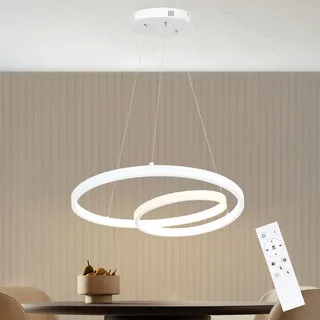 ZMH Pendelleuchte Esstisch Hängelampe LED: 40CM Weiß Hängend Lampe Dimmbar Hängeleuchte Design Esszimmerlampe Modern Esstischlampe mit Fernbedienung Pendellampe für Wohnzimmer Schlafzimmer Küche