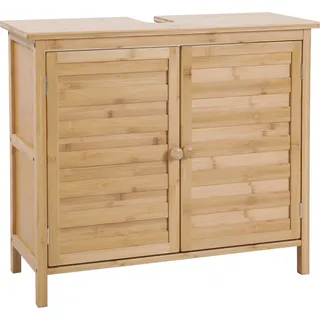 SVITA Waschbeckenunterschrank Badschrank mit Regal freistehend Natur Bambus - Naturbelassen, Beige