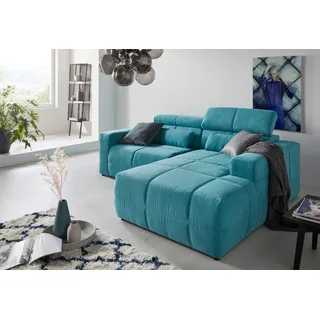 DOMO collection Ecksofa 2-Sitzer Leder L-Form Türkis
