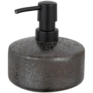 Schöner Wohnen Seifenspender , Grau, Schwarz, Dunkelgrau , Kunststoff, Keramik , 10.5x12.5x10.5 cm , Kunststoffpumpe, Spender problemlos zum Nachfüllen , Badaccessoires, Seifenspender