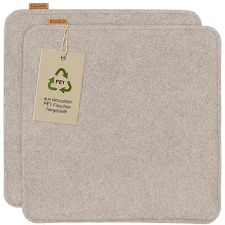 Miqio Design Filz Sitzkissen rechteckig mit Antirutschnoppen | 35cm | 2er-Set | Indoor und Outdoor | Nachhaltig aus recycelten PET Flaschen | Waschbare Stuhlkissen rutschfest | Beige