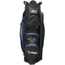Trolem - Golfbag für Trolley - 14 Fächer, 2 XXL-Taschen und 5 Zubehörtaschen - Golftasche Herren & Damen - Leicht - Cartbag - Schwarz & Blau