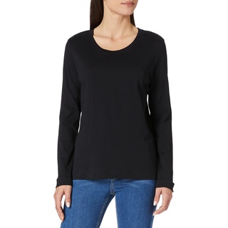 Selected Damen Basic Langarm Shirt | Dünner Longsleeve Pullover | SLFSTANDARD Baumwolle Sweatshirt, Farben:Schwarz, Größe:M