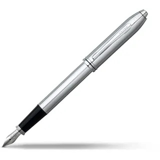 Cross Townsend Füllfederhalter (Rechts- und Linkshänder, M-Feder, inkl. Schwarze Tintenpatrone und Luxus Geschenkbox) Glanz-Chrom