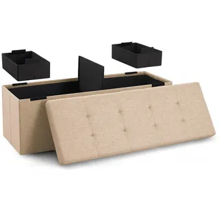 Blumtal Truhenbank 110/38/38 cm + 2 extra Boxen, Beige , Kunststoff , 38x38x110 cm , Esszimmer, Bänke, Sitzbänke