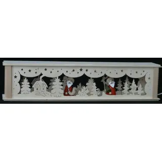 Schwibbogenerhöhungen beleuchtet mit Weihnachtsmänner ( Bunt) b x h= 52x10cm NEU