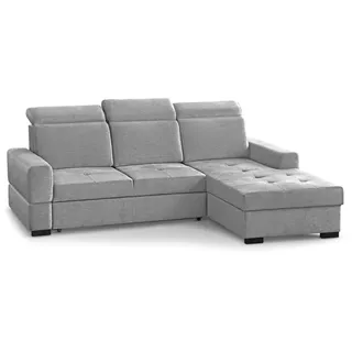 Ecksofa AXEL MINI - Wohnlandschaft, Polstersofa, Polstercouch [RECHTE Seite - Hellgrau: Voss 07] - Hellgrau