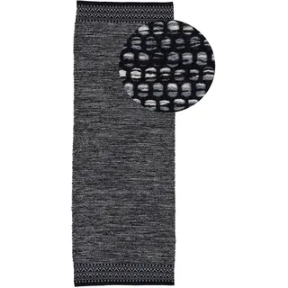carpetfine Kelim Mia Wendeteppich 80 x 400 cm Schwarz