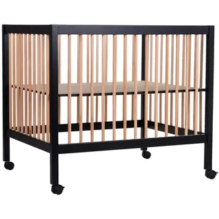 Childhome Laufgitter , Naturfarben, Schwarz , Holz , Buche , teilmassiv , 78x82x98 cm , EN 71, Made in Europe , höhenverstellbar , Babymöbel & Kindermöbel, Babyzimmer, Laufgitter