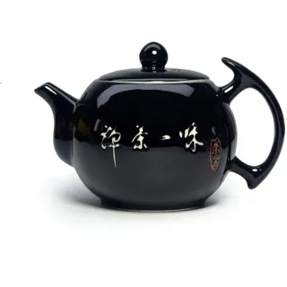 Xishi Porzellan-Teekanne, 284 ml, kleine Teekanne, chinesisches Gongfu-Teeset, Keramikkessel, Schwarz