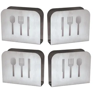 BAYLI 4er Set - Serviettenhalter aus Edelstahl | Serviettenablage für Tisch, Küche, Bar, Gastronomie | Serviettenständer, langlebig | Serviettenspender Stehend - Serviettenbox für Restaurants & Bistros