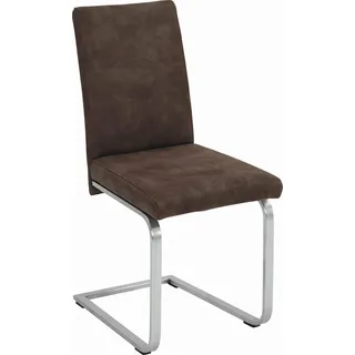 Novel Schwingstuhl , Braun, Edelstahlfarben , Metall, Textil , Uni , Kufe, Flachrohr , 42x93x53 cm , Lederauswahl, Stoffauswahl , Esszimmer, Stühle, Schwingstühle