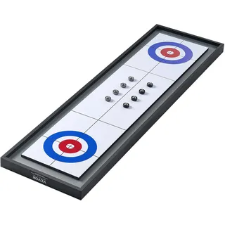 Vevor Shuffleboard und Curling 2-in-1-Brettspiele, 114 cm Tragbares Tischset, Zweiseitiges Tisch-Shuffleboard Mit 8 Rollenden Pucks, Kombispielset für Kinder und Familie