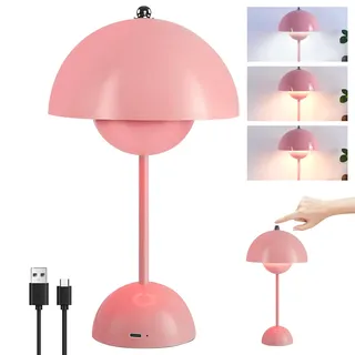 BORDEAG Pilzlampen Tischlampe, Tischlampe Kabellos Mit 3 Helligkeits Modi, Pilz Lampe, 28x16 cm Nachttischlampe, Schreibtischlampe, Touch Dimmbar Tischleuchte Für Büro,Schlafzimmer