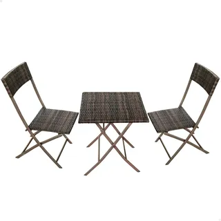 Aktive 61121 – Gartentisch- und Stuhlset für 2 Personen | Enthält Tisch 60x60x72 und zwei Stühle 47x83,5 | Leichter und bequemer kleiner Terrassentisch und Stühle | Innen- und Außenbereich