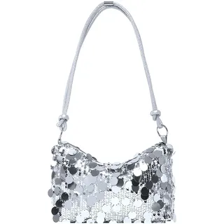 CHUANFU Damen Clutch Glitzer Pailletten, Clutch Silber Elegant, Tasche Schultertasche für Date, Elegant Kleine Abendtasche, Pailletten Handtasche für Prom Hochzeit Party Bankett