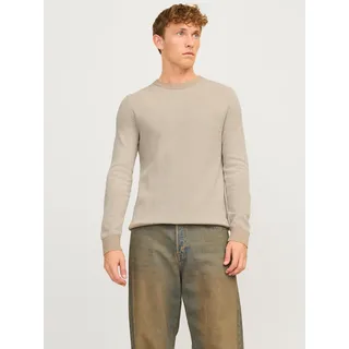 Jack & Jones Rundhalspullover »JJEGLOBE KNIT CREW NECK NOOS« in Strick Optik, beige