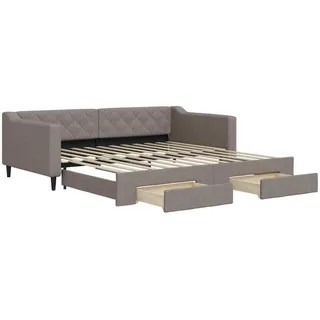 vidaXL Tagesbett Ausziehbar mit Schubladen Taupe 100x200 cm Stoff