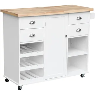 Livetastic Kücheninsel , Weiß, Eiche Artisan , Metall , Uni , 4 Schubladen , einzeln stellbar , 107x93x45 cm , rollbar , Küchen, Küchenzeilen & Küchenblöcke, Küchenzeilen