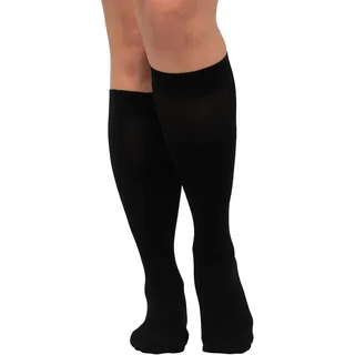 Ulla Popken Damen große Größen Übergrößen Plus Size Kniestrümpfe, atmungsaktiv, Mikrofaser, 40 den schwarz 1Size 585477130-1