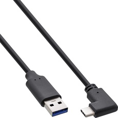 Bild USB 3.2 Kabel, USB-C Stecker gewinkelt an A Stecker, schwarz, 1m