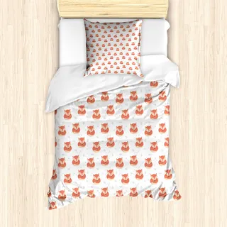 ABAKUHAUS Fuchs Mantele, Vintage Tierschlafen, Milbensicher Allergiker geeignet mit Kissenbezügen, 135 cm x 200 cm - 80 x 80 cm, Coral Beige - Beige