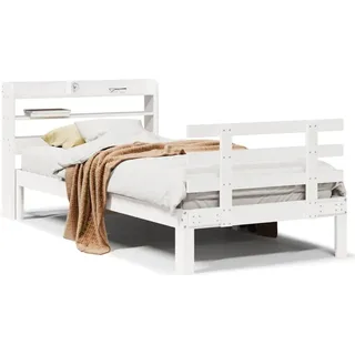 vidaXL Bettgestell mit Kopfteil ohne Matratze Weiß 90x200 cm - Weiß