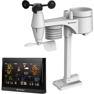 Bresser WLAN Comfort Wetterstation mit 7-in-1 Profi-Sensor und modernem Farbdisplay, Schwarz & Poolthermometer zur Wasser-Temperaturmessung, Schwarz