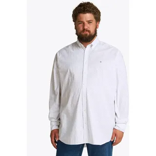 Langarmhemd "BT-FLEX POPLIN POLKA DOT S-B", Herren, Gr. 4XL, N-Gr, weiß (optic weiß, navy dot), Web, Obermaterial: 100% Baumwolle, TOMMY HILFIGER BIG & TALL, unifarben, figurbetont, mit Knöpfen,Ärmel mit Ärmelschlitz abgerundeter Saum, Hemden Langarmhemd, in Großen Größen, Logostickerei