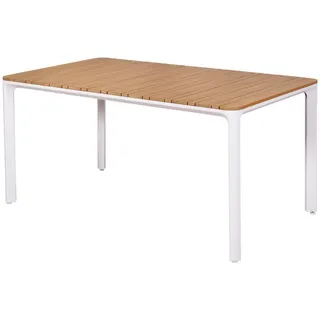 Gardenson Gartentisch , Naturfarben, Weiß , Metall, Kunststoff , rechteckig , Flachrohr , 90x77x160 cm , Gartenmöbel, Gartentische, Gartentische