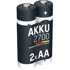 ANSMANN Akku AA 2700mAh NiMH 1,2V - Mignon AA Batterien wiederaufladbar, mit hoher Kapazität ideal für hohen Strombedarf wie Kamera, Foto-Blitz, Taschenlampe, Controller (2 Stück)