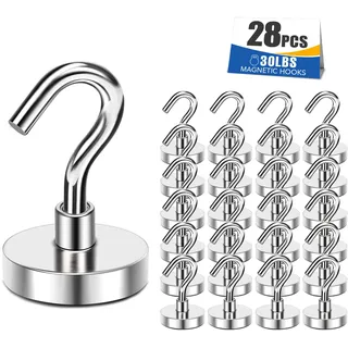 MIKEDE 10 kg Magnethaken, perfekt für Kreuzfahrt, Grill, Handtuch, Indoor-Hängen, Zuhause, Küche, Arbeitsplatz, Büro und Garage, 28 Stück
