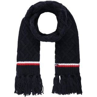 Tommy Hilfiger Damen Lattice Cable with Stripes Scarf Schal, Wüste, Einheitsgröße