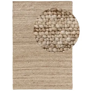 benuta Wollteppich Finn, rechteckig, Höhe: 11 mm, Wolle, Jute, Teppich Wohnzimmer, Schlafzimmer, Esszimmer, Flur, Hygge beige|weiß 170 cm x 240 cm x 11 mm