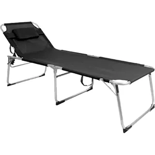 XXL Aluminium Gartenliege Sonnenliege Liege gepolstert L200xB70cm - Schwarz