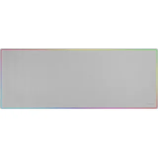 Mars Gaming MMP224, XXL-Gaming-Mauspad 880x330mm, Regenbogen-Randdesign, rutschfeste Naturkautschuk-Basis, hochpräzise Nanotextil-Oberfläche, Flexibles Mauspad, Weiß