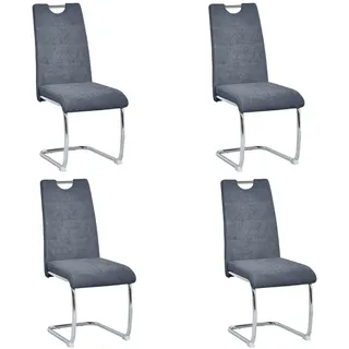 SHIITO - 4 Esszimmerstühle im modernen Stil - 100 x 43 x 42 cm - Modell Marc - Elegantes Paket - mit ergonomischem Sitz und Metallbeinen - Grauer Stoff