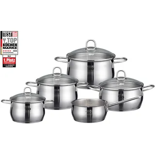 ELO Platin Topf-Set 5-tlg. Bratentopf 20 cm + Fleischtopf 16 cm + Fleischtopf 20 cm + Fleischtopf 24 cm + Kasserolle 16 cm