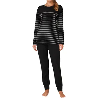 Schiesser Damen Schlafanzug Set lang Baumwolle Modal - Nightwear, schwarz_161069, 36