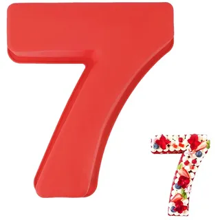 Vicloon Silikon Kuchenform Zahlen Groß, Silikon Backform Zahl 7, Antihaftend Silikons Backform, Eingedickt Number Cake Backforms, Besondere Backforms für Küche, Torte, Brot, Backen, Pudding- Rot