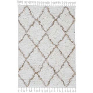 carpetfine Eddy Hochflorteppich 120 x 170 cm Beige