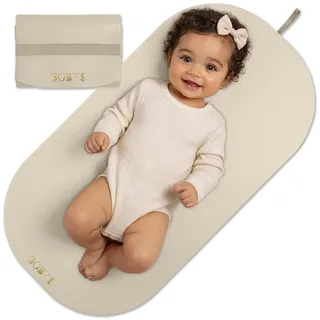 Wickelunterlage für unterwegs Baby Wickelmatte wasserdicht & abwaschbar faltbare Reise Wickelauflage aus veganem Leder Wickeltischauflage kompakt für Wickeltasche hygienisch Neugeborene (Beige)