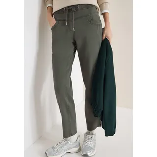 Stoffhose CECIL "Style Tracey", Damen, Gr. XL (44), Länge 28, sea weed khaki, Web, Obermaterial: 56% Lyocell, 41% Baumwolle, 3% Elasthan. Futter: 100% Baumwolle, unifarben, normal lang, Hosen Stoffhose, mit elastischem Bund und Kordelzug