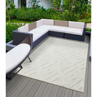 merinos Teppich »Tenerife 54085«, rechteckig, 5 mm Höhe, In- und Outdoor geeignet, robuster Kurzflor, Balkon, Außenbereich, beige